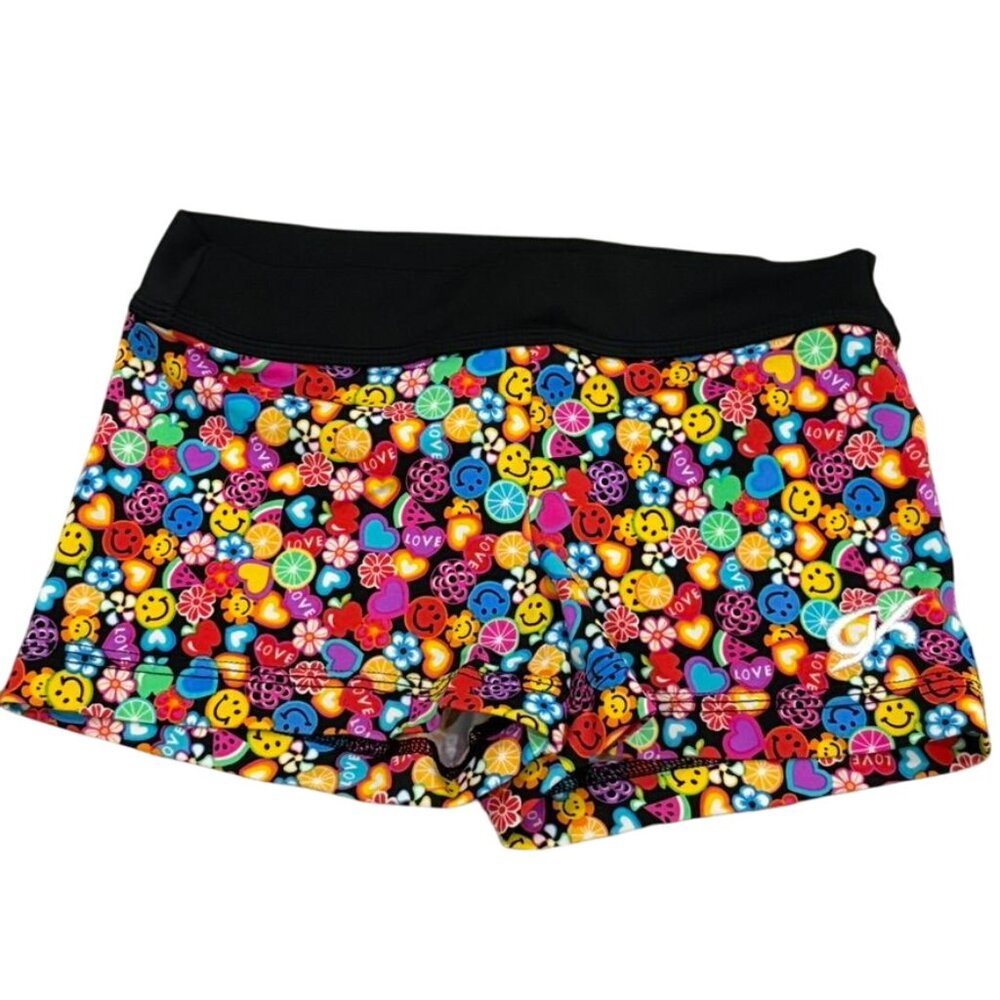 GK Elite Cheer Shorts With Smiley Fruit & Heart Print AS Nylon/Spandex